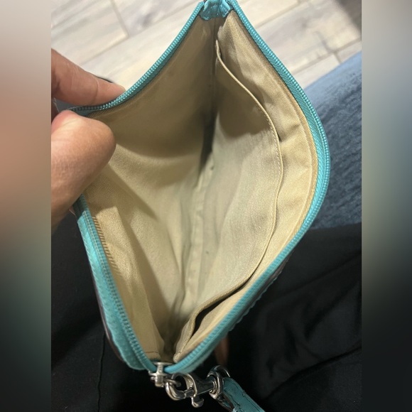 Coach Turquoise Leather Wristlet Baby Blue Super Soft Leather - Picture 7 of 7